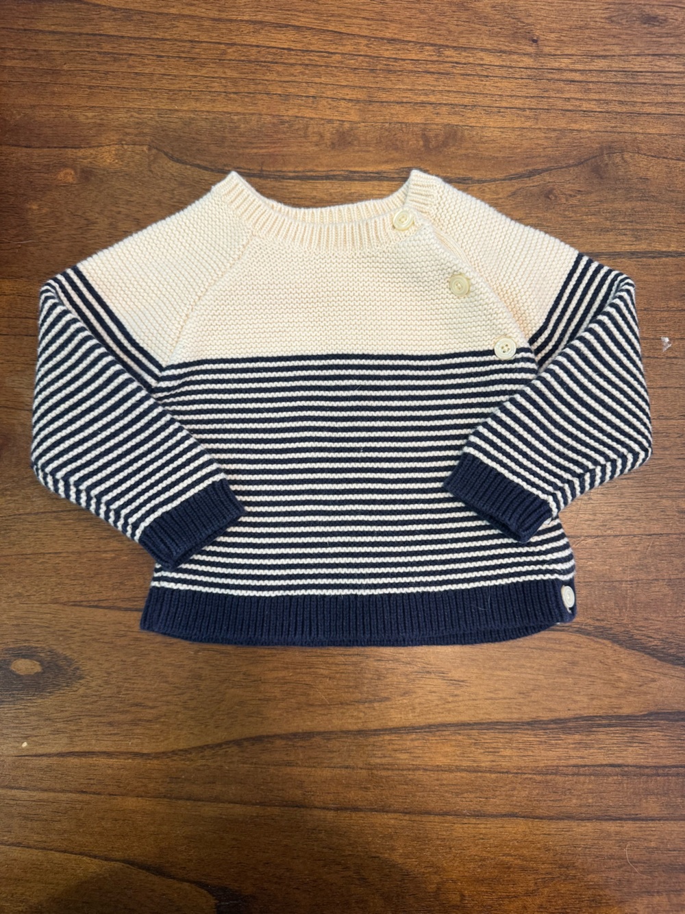 GAP Navy and Cream Striped Knit Sweater
